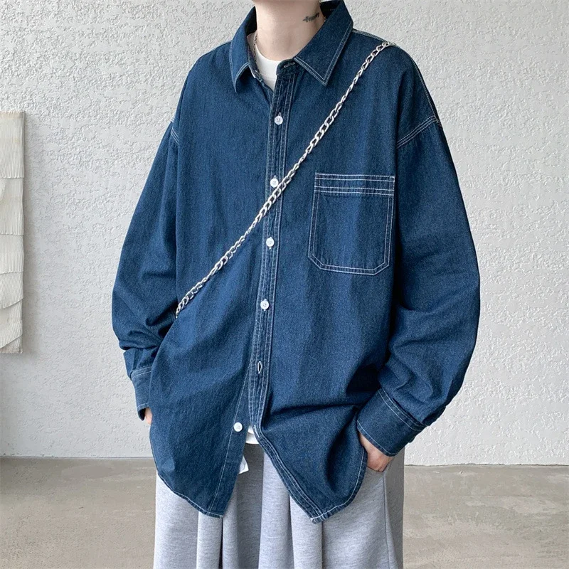 Men's Japanese Denim Shirt Long Sleeve