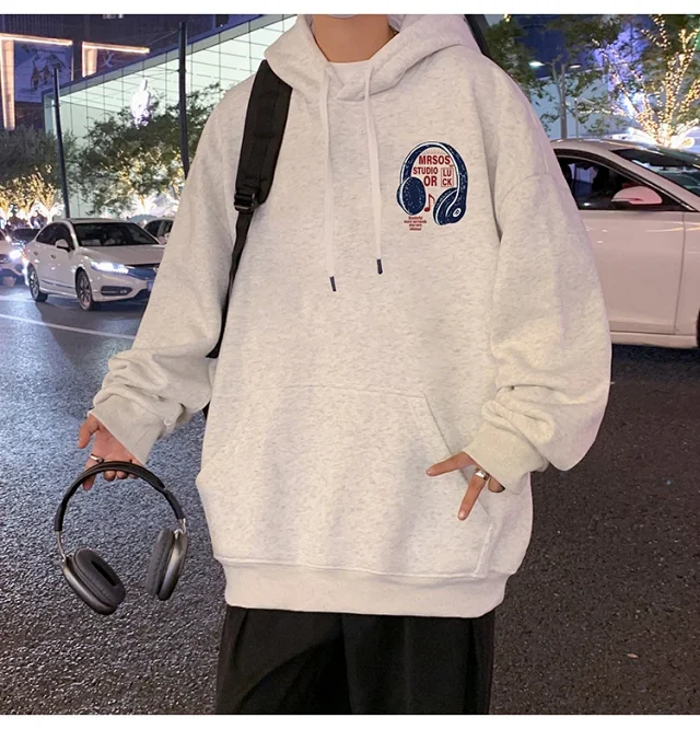 2025 Men's Cotton Hoodie (Hong Kong Style, Loose, Streetwear) Detail