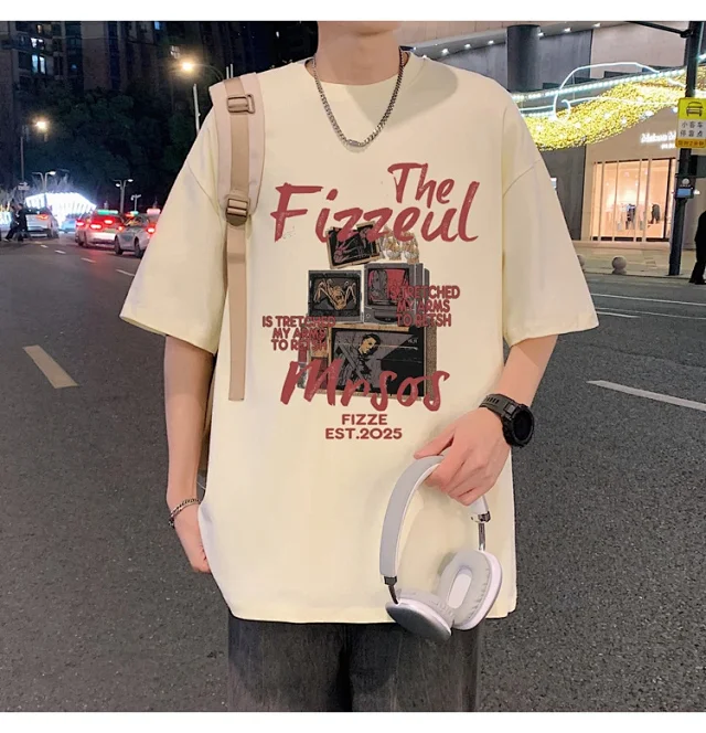 Men's Trendy Oversized Heavyweight Cotton T-Shirt Detail