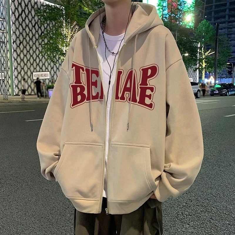 Men's Hip Hop Oversized Zip Hoodie