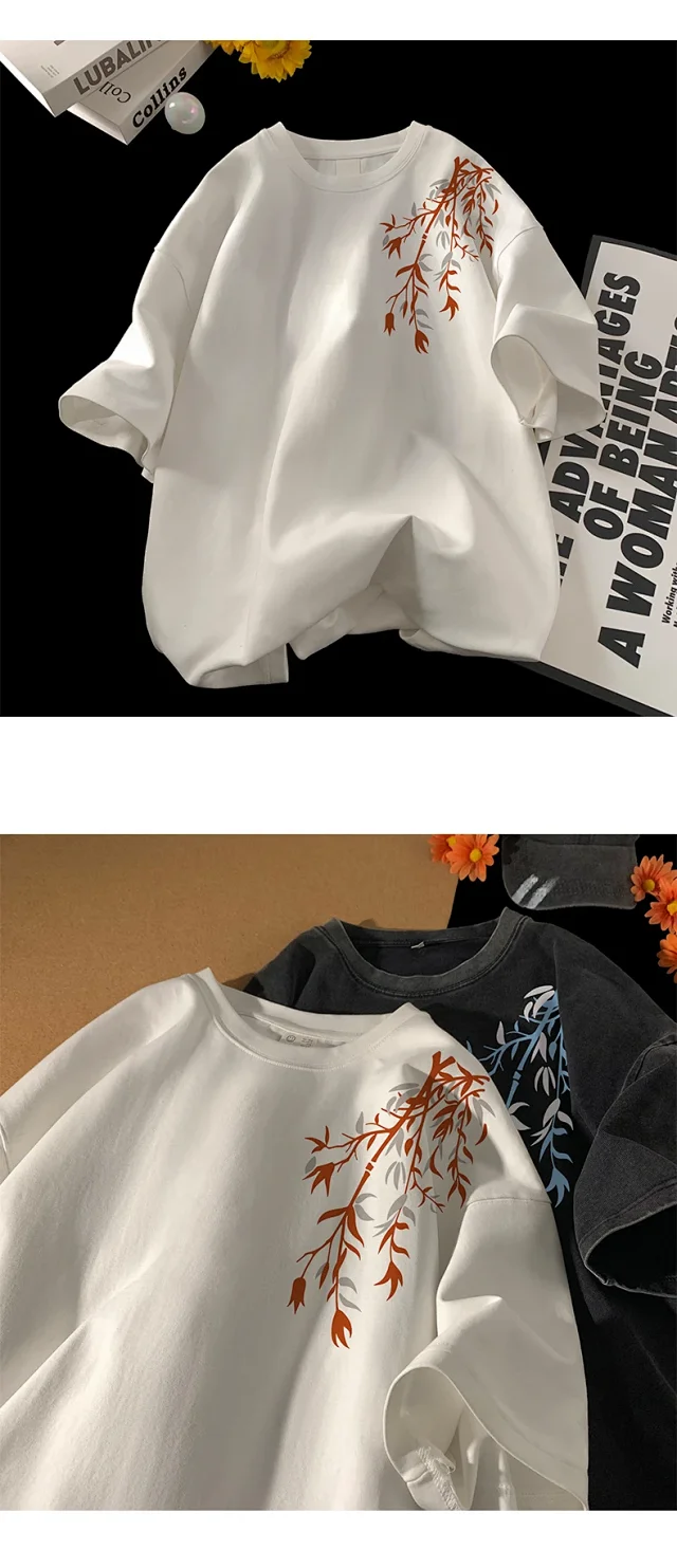 Men's Chinese-Style Printed Heavyweight Cotton Tee Detail