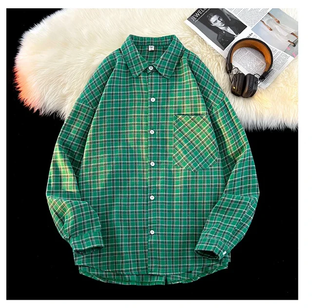 Men's Japanese Brushed Cotton Plaid Shirt Jacket Detail