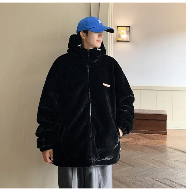 Men's Winter Sherpa Fleece Oversized Coat Detail