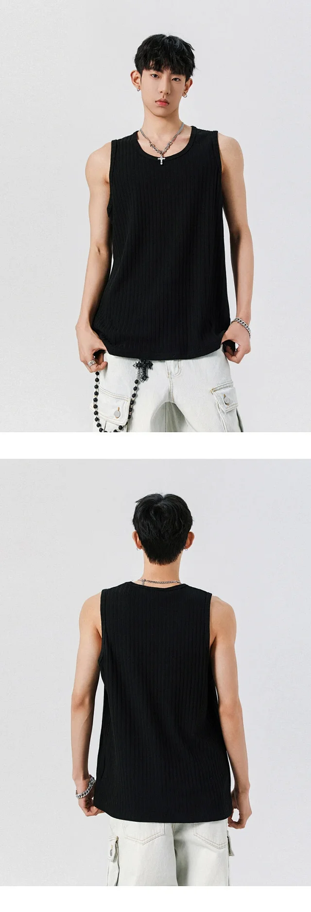 Men's Rayon Ribbed Relaxed Tank Top Detail