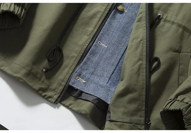 Men's Retro Patchwork Denim Baseball Jacket Detail