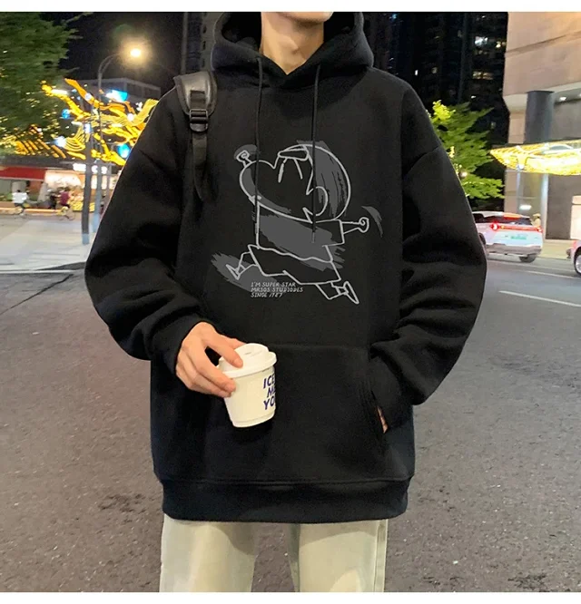 Men's Cotton Hoodie Cartoon Youth Loose Detail