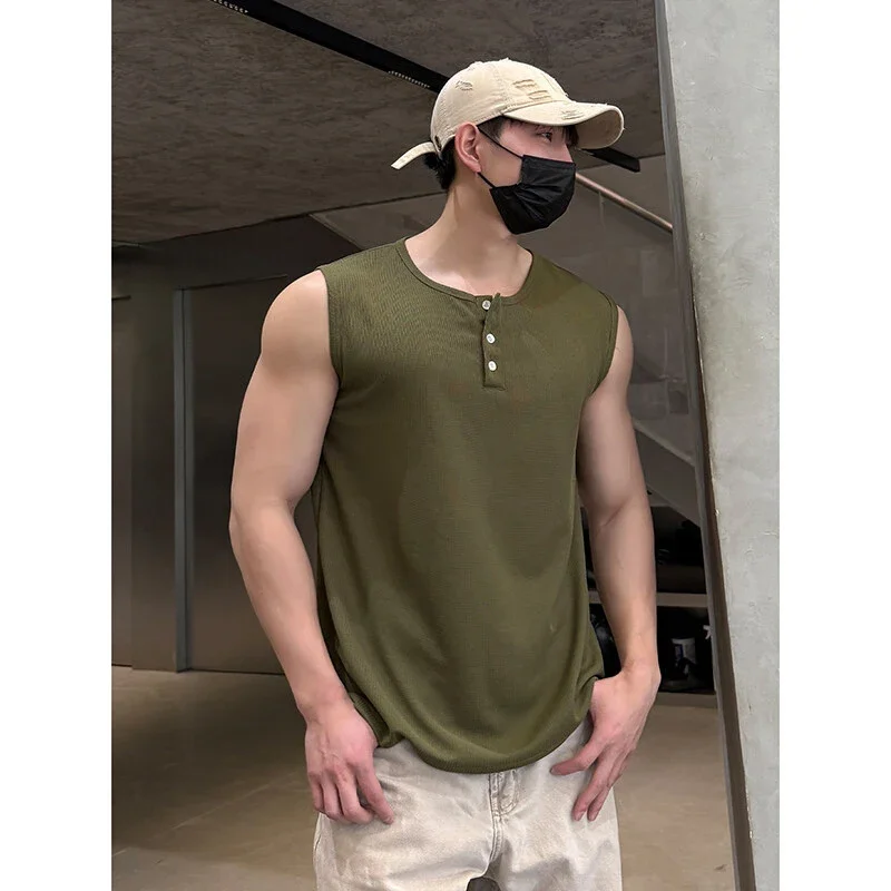 2025 Men's Retro Henley Fitness Vest