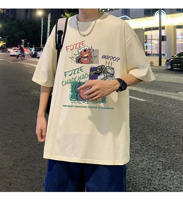Men's Summer Oversized Cotton Street Tee Detail