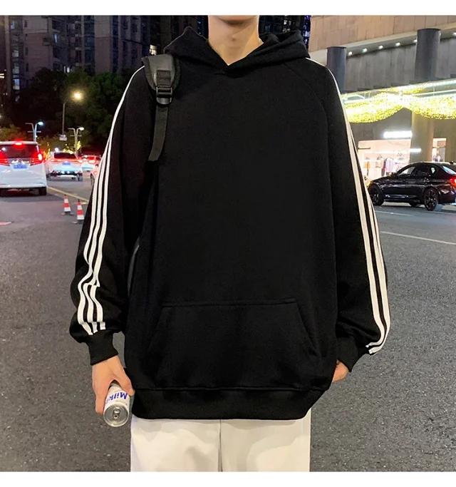 Men's Striped Oversized Casual Hoodie Detail