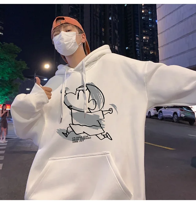 Men's Cotton Hoodie Cartoon Youth Loose Detail