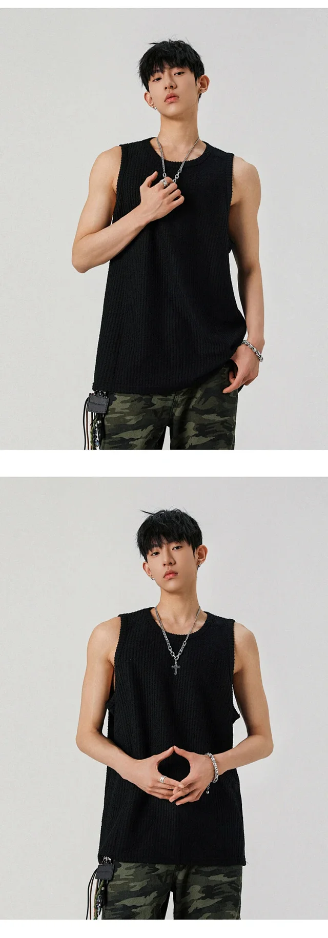 Men's Relaxed Street Sleeveless Vest Detail