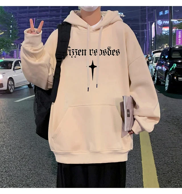 Men's Heavy Fleece Retro Hoodie Oversized Detail