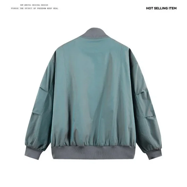 Men's Iridescent Satin Stand Collar Jacket Detail