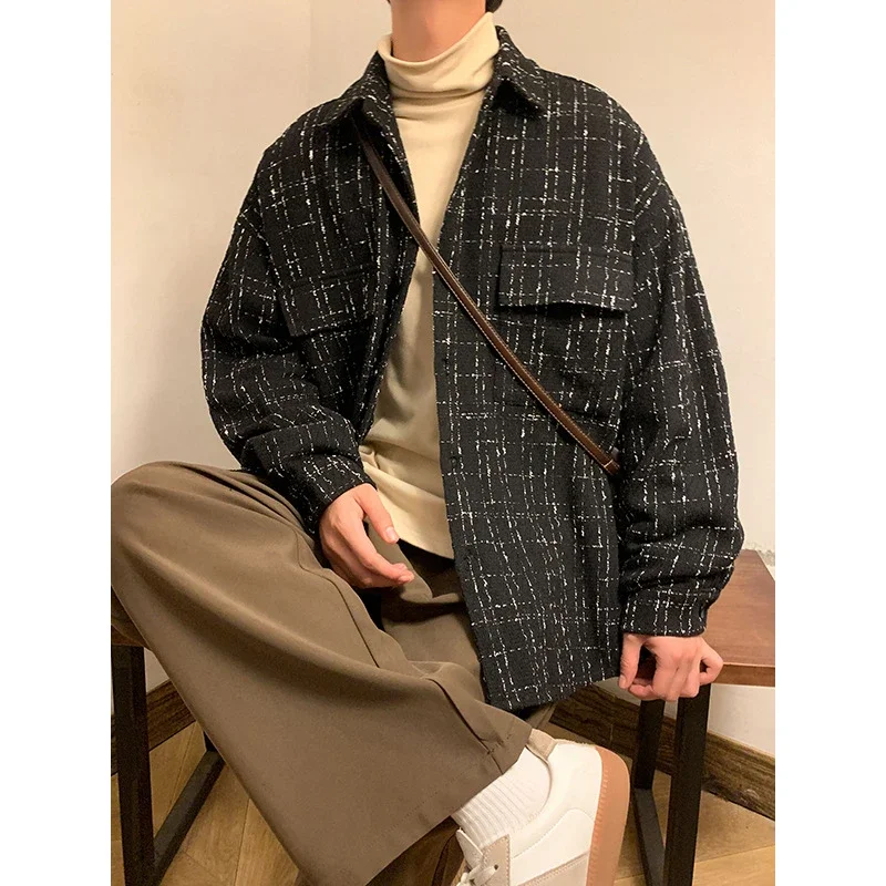 Men's Plus Size Houndstooth Wool Jacket