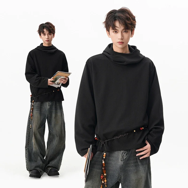 Men's 2025 Fall Retro High - neck Hoodie