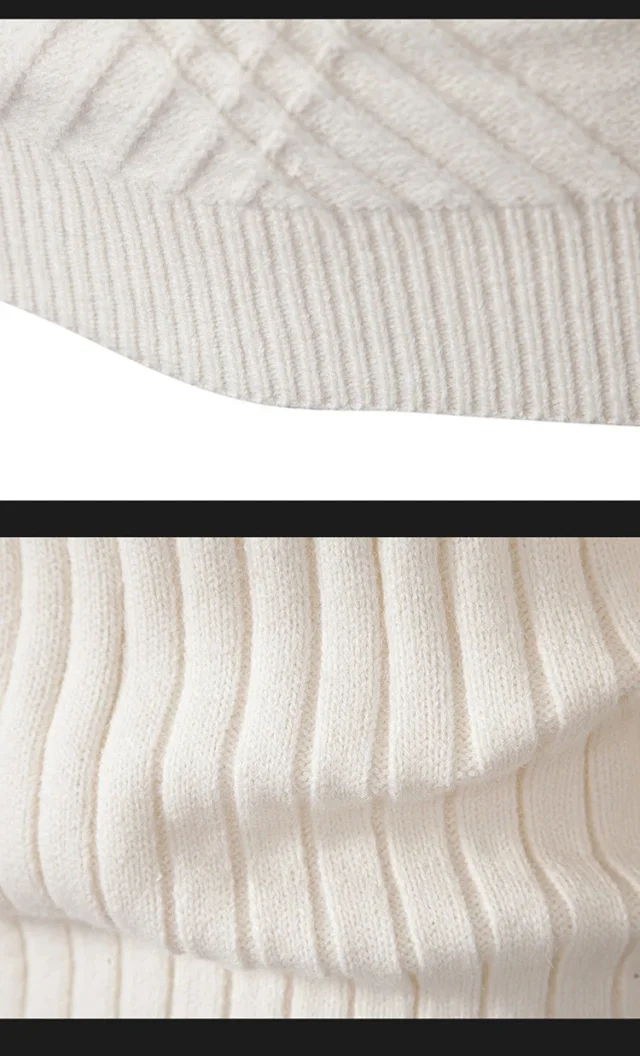 Men's Retro Solid Mock Neck Sweater Detail