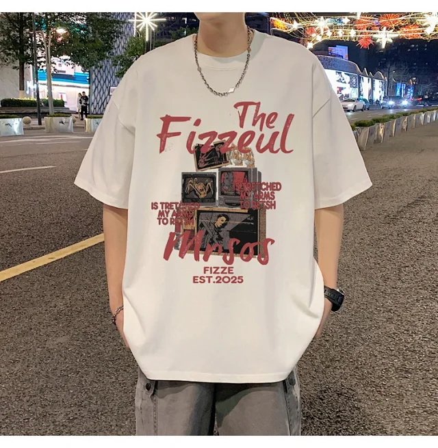 Men's Trendy Oversized Heavyweight Cotton T-Shirt Detail