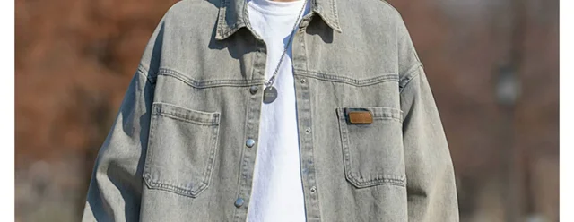 Men's Vintage Denim Long Sleeve Shirt Detail
