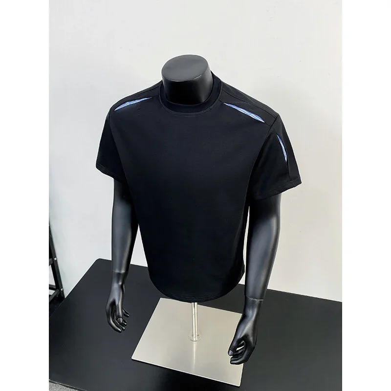 Liquid Ammonia Cotton Striped Deconstructed Short Sleeve T - Shirt