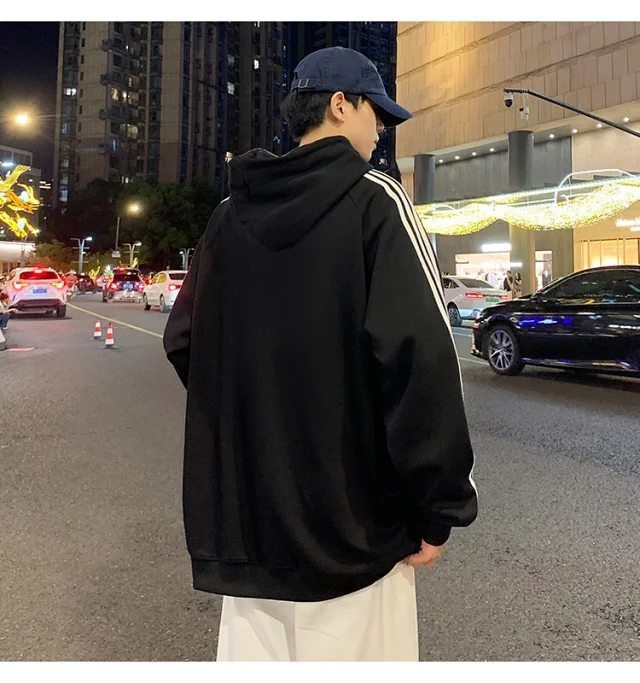 Men's Striped Oversized Casual Hoodie Detail