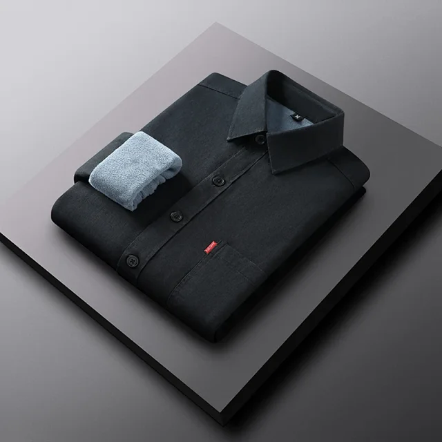 Men's Fleece-Lined Cotton Winter Work Shirt Detail