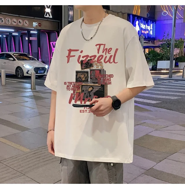 Men's Trendy Oversized Heavyweight Cotton T-Shirt Detail