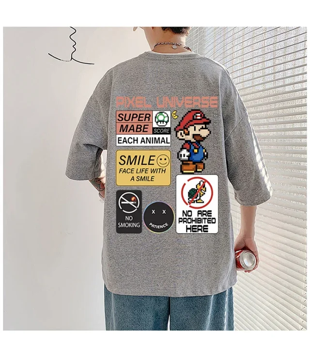 Men's Retro Hong Kong Mario T-Shirt Detail