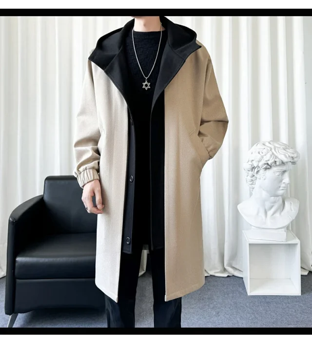 AW24 Men's Faux Two-Piece Hooded Coat Detail
