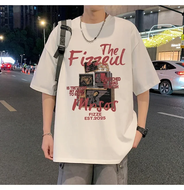 Men's Trendy Oversized Heavyweight Cotton T-Shirt Detail