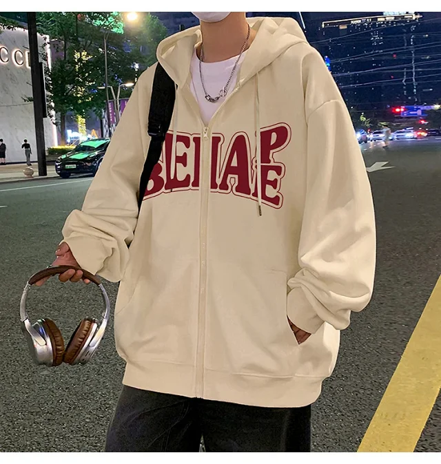 Men's Hip Hop Oversized Zip Hoodie Detail