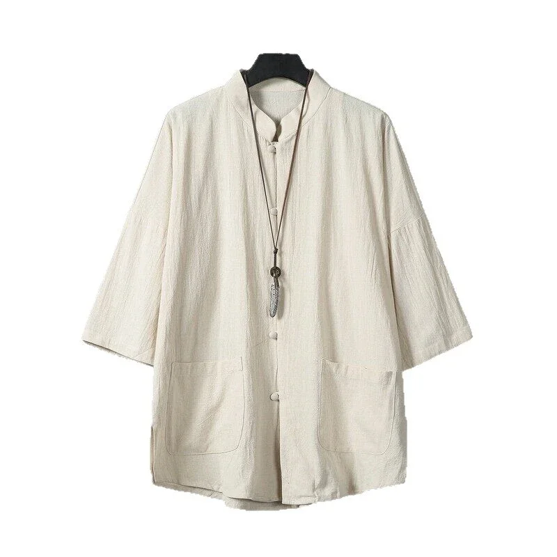 Wind Men's Loose Chinese Short-Sleeve Shirt