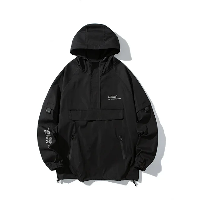 Men's Trendy Lightweight Half-Zip Hooded Jacket Detail