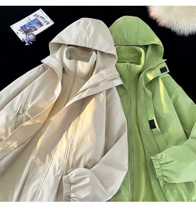 Windproof Waterproof Fleece-Lined Couple's 3-in-1 Jacket Detail
