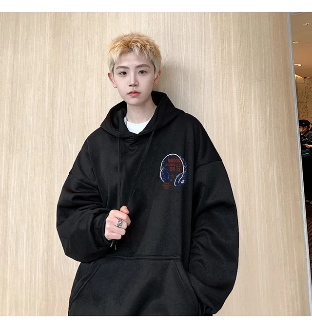 2025 Men's Cotton Hoodie (Hong Kong Style, Loose, Streetwear) Detail