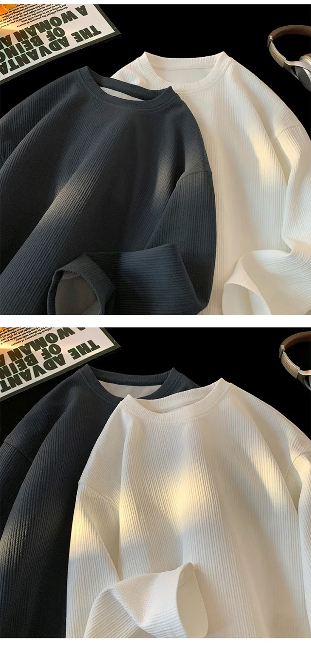 Men's Solid Textured Button-Down Long-Sleeve T-Shirt Detail