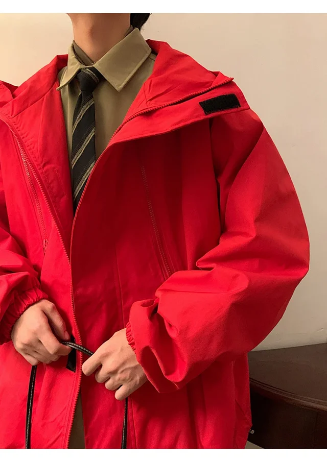 Men's HK Style A/W Loose Warm Hooded Jacket Detail