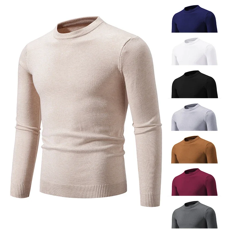 Men's Retro Solid Loose Knit Pullover