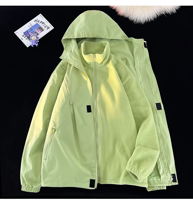 Windproof Waterproof Fleece-Lined Couple's 3-in-1 Jacket Detail
