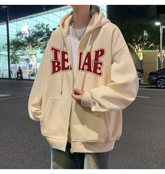 Men's Hip Hop Oversized Zip Hoodie Detail