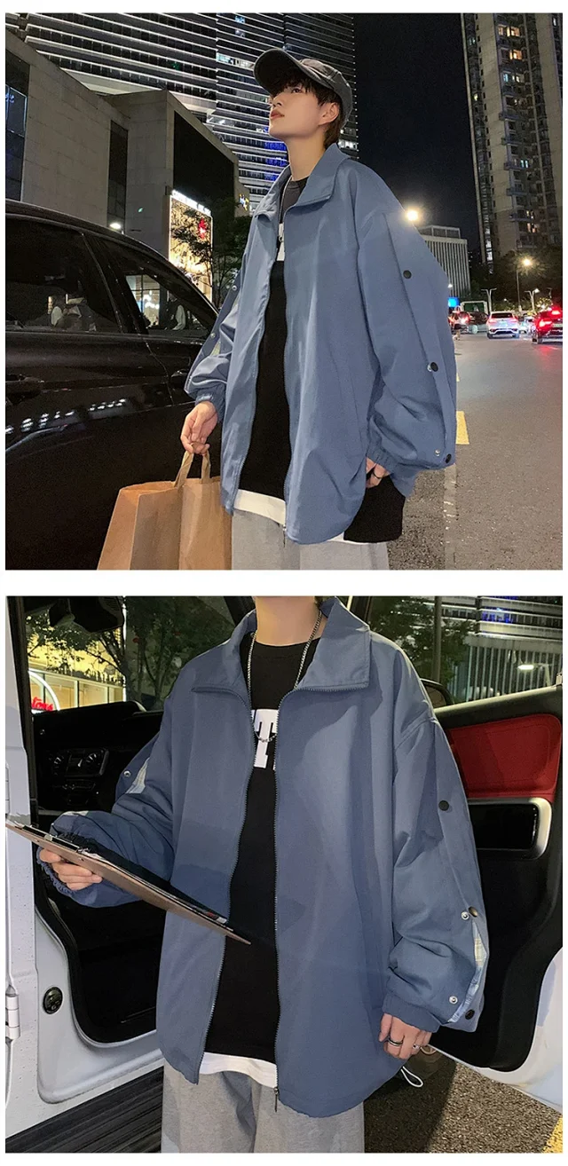 Men's Snap Button Hiphop Pilot Jacket Detail
