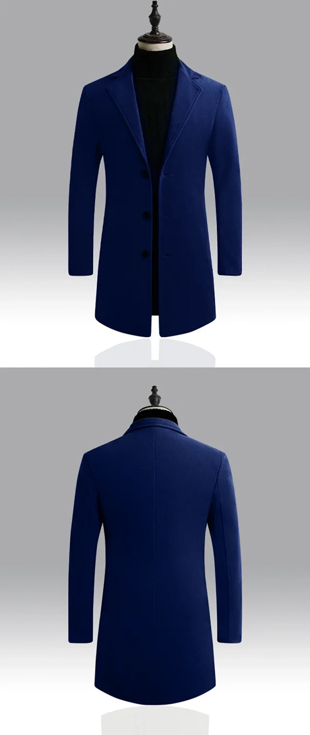 Men's AW21 Korean Slim Wool Dress Coat Detail