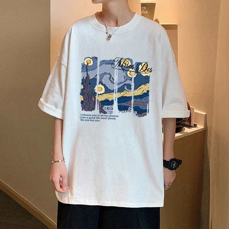 Starry Night Men's Loose Cotton T-Shirt