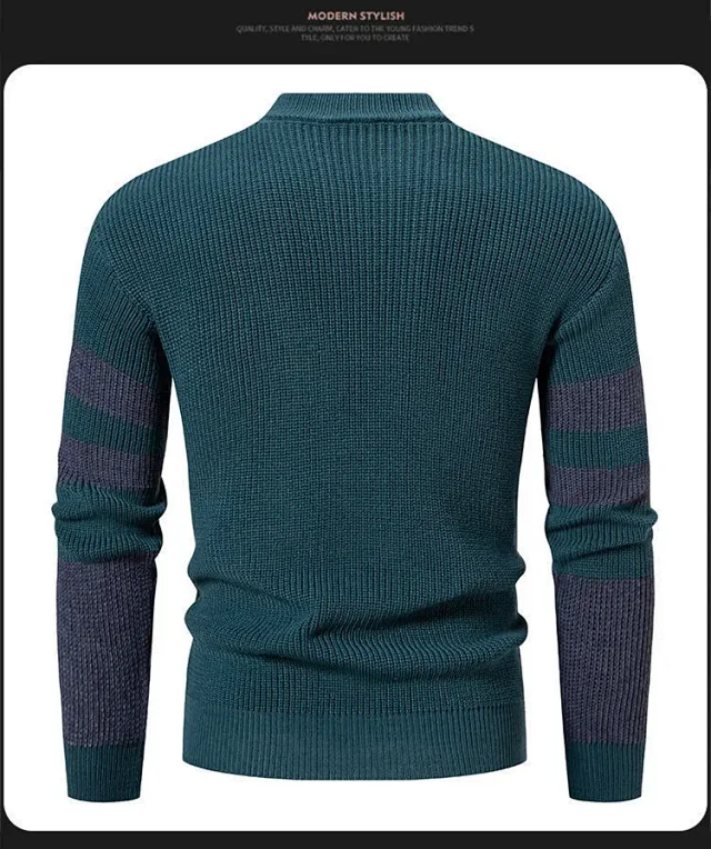Ruicheng Men's Retro Color Block Sweater Detail