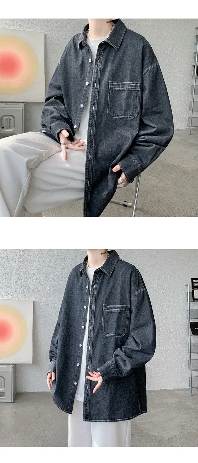 Men's Japanese Denim Shirt Long Sleeve Detail