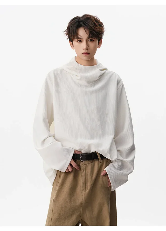 Men's 2025 Fall Retro High - neck Hoodie Detail