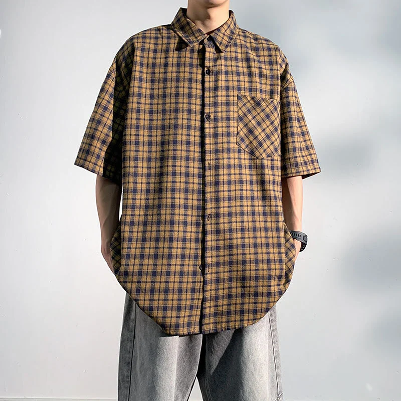 Men's Casual Checked Short Sleeve Shirt