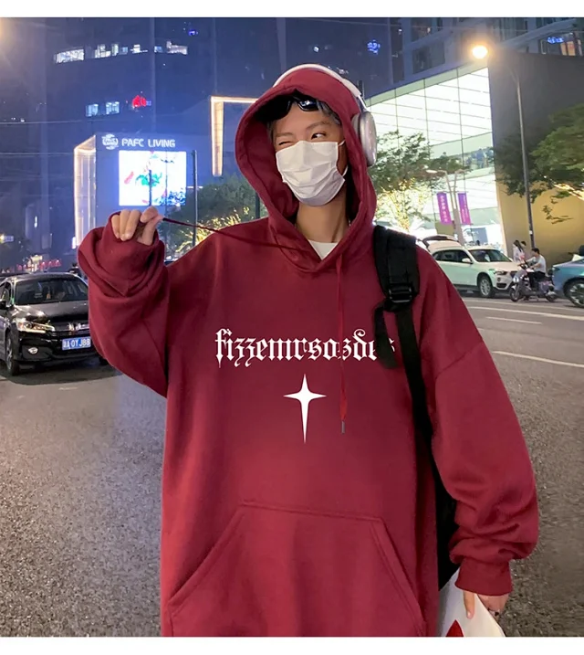 Men's Heavy Fleece Retro Hoodie Oversized Detail
