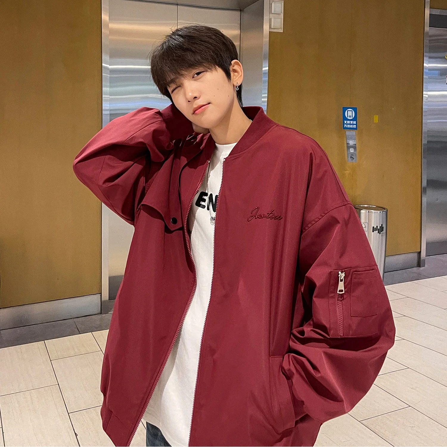 Men's Spring Hip-Hop Embroidered Bomber Jacket