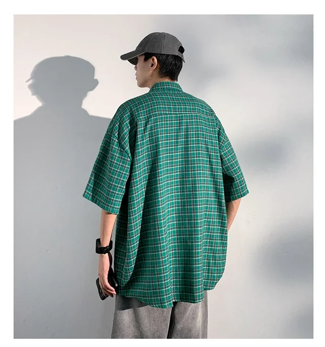 Men's Casual Checked Short Sleeve Shirt Detail