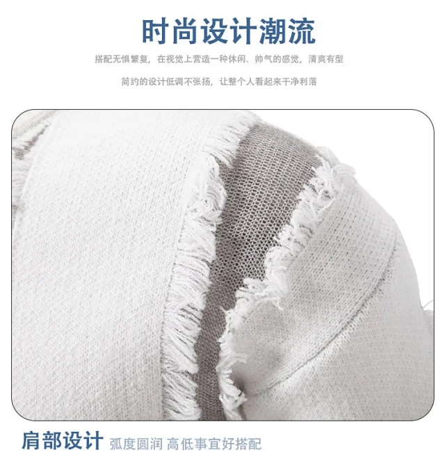 Men's Distressed Loose Knit Sweater Autumn Detail